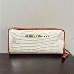 Dooney & Bourke Cream and Brown Textured Wallet